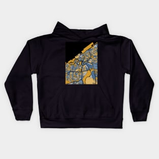 Cleveland Map Pattern in Blue & Gold Kids Hoodie